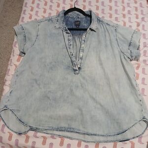 GAP Faded Blue Denim Blouse